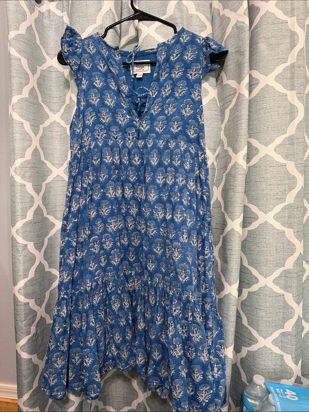 Emerson Fry Angel Blue Tie-Front Midi Dress